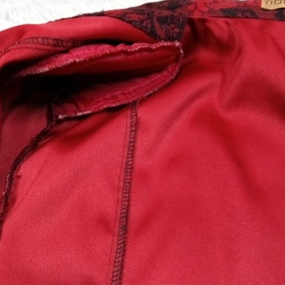 Notations Womens Jacket Red Petite Large Floral Zip Up Shoulder Pads Stretch PL - Picture 10 of 13